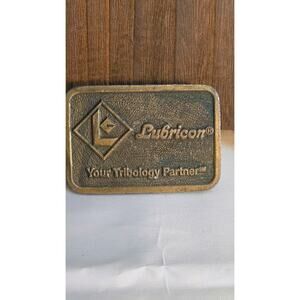 Vintage Lubricon Belt Buckle Tribology Industrial Advertising Made USA HIT Promo